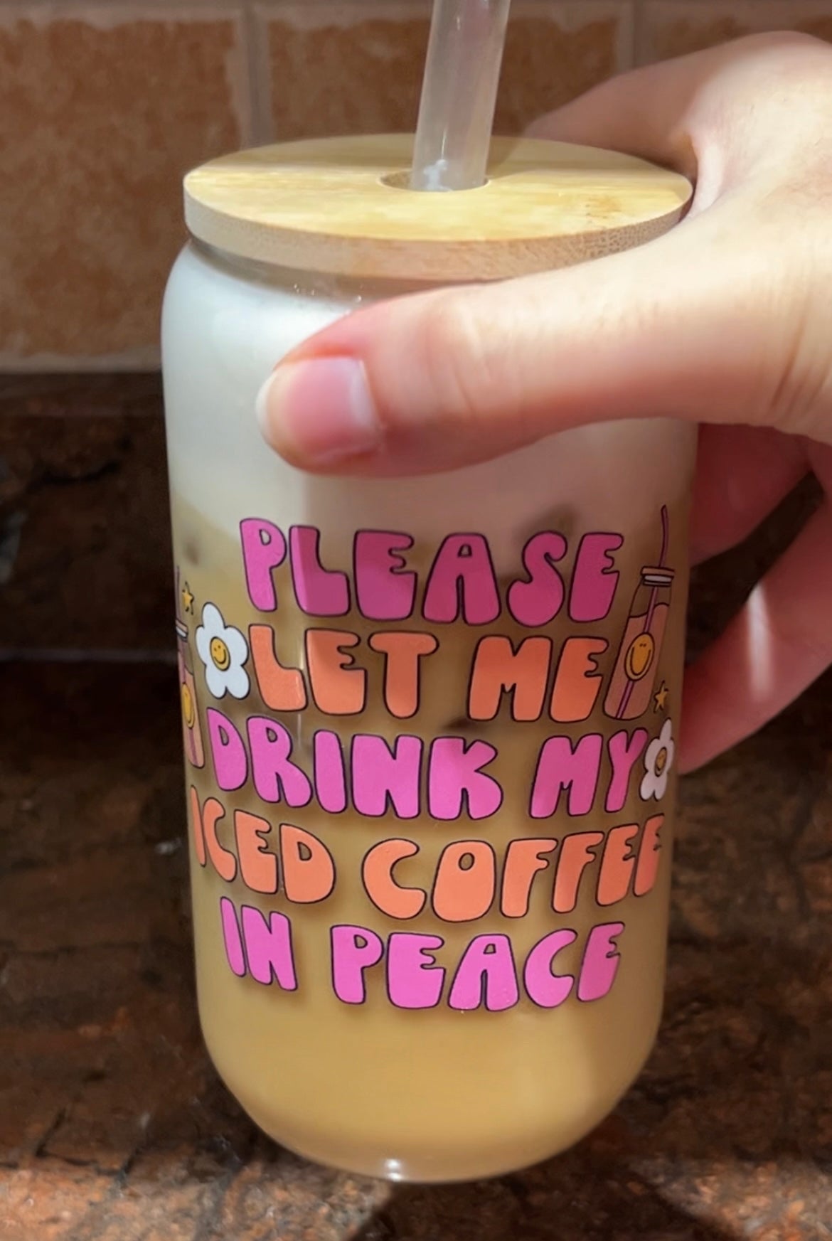 Iced Coffee In Peace Glass Cup